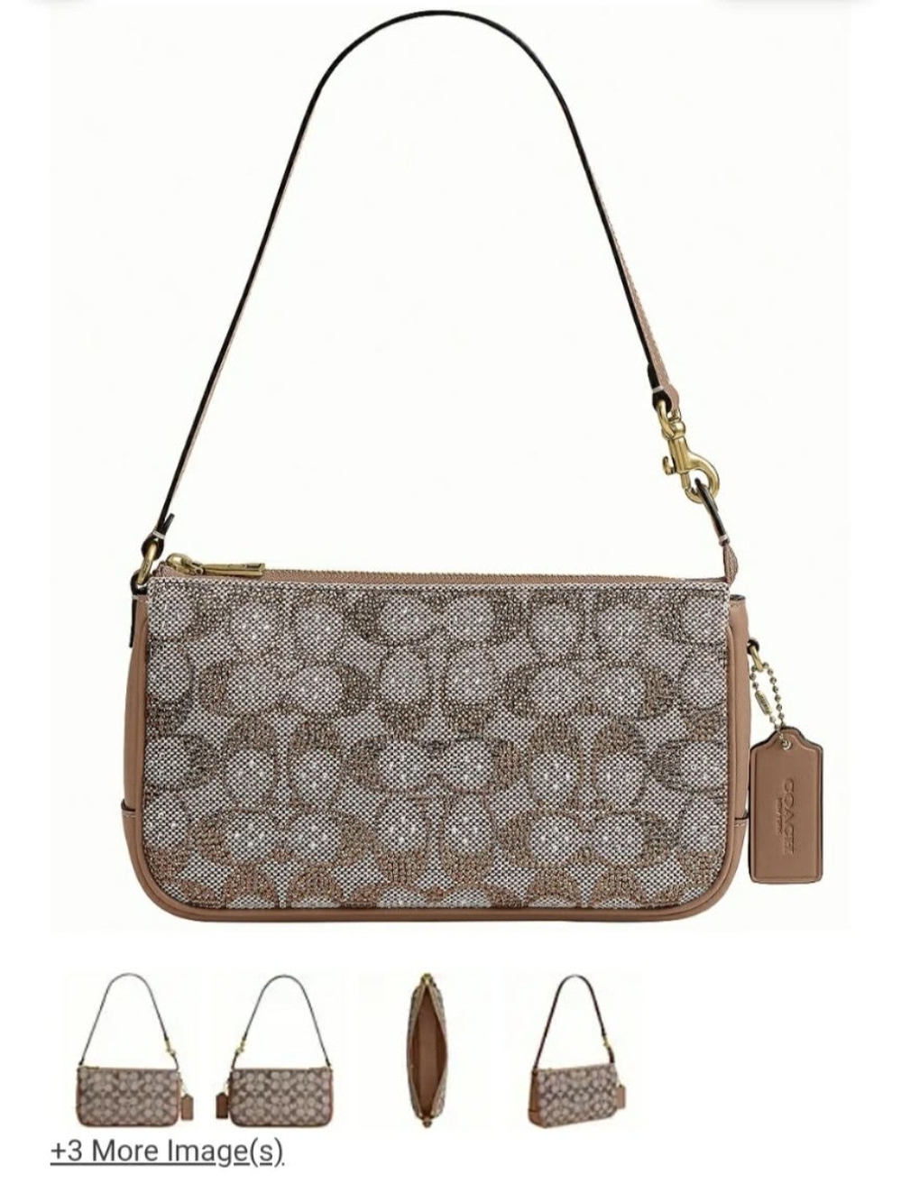 Coach Crystal Mushroom Brown Signature Canvas Shoulder Bag
